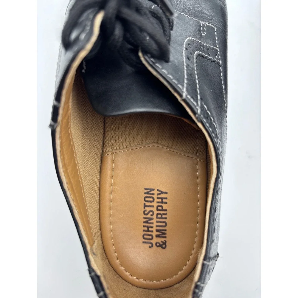 Johnston & Murphy Boys 5.5M Black Genuine Leather Oxford Derby Shoes Flex Sole